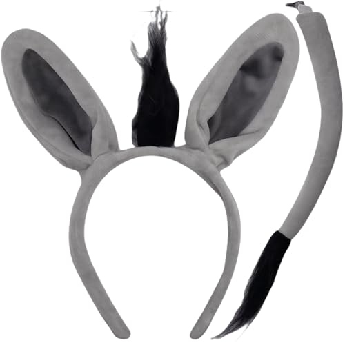 AYNKH 2 Stück Esel Kostüm, Graue Eselsohren und Schwanz Set, Tier Kostüm Set, Kind Erwachsene Party Spaß Dekoration, Geeignet für Halloween Maskerade Cosplay AYNKH 2 Stück Esel Kostüm, Graue Eselsohren und Schwanz Set, Tier Kostüm Set, Kind Erwachsene Party Spaß Dekoration, Geeignet für Halloween Maskerade Cosplay von AYNKH