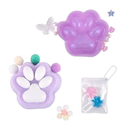 AYNKH 3 Pcs Cat Katzenpfoten Squishy Toy,FuFu Squishy,Neues Violett Squeeze Fußspielzeug für Katzen,mit 10-lustigen kleinen Bällen,Taba Squishy,Squeeze Toy,Kinder,Jugendliche und Erwachsene von AYNKH