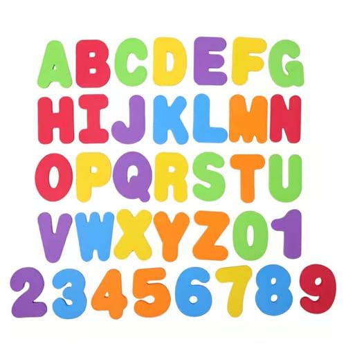 AYNKH 36 Pcs Schaumstoff-Buchstaben und Zahlen für Baby Lernen, abnehmbare pädagogische Bad Alphabet Buchstaben, kreative weiche Kinder Schaumstoff Badespielzeug (Floating Buchstaben A-Z, Zahlen 0-9) von AYNKH