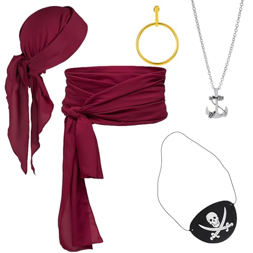 AYNKH 5 Stück Piratenkostüm Zubehör Set Damen Herren Piraten Kostüm Zubehör mit Piraten Kopftuch Schärpe Augenklappe Alskette Ohrring für Halloween Cosplay Party Karneval AYNKH 5 Stück Piratenkostüm Zubehör Set Damen Herren Piraten Kostüm Zubehör mit Piraten Kopftuch Schärpe Augenklappe Alskette Ohrring für Halloween Cosplay Party Karneval von AYNKH