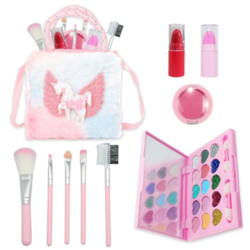 AYNKH Make-up-Sets für Mädchen, Einhorn Handtasche Kinder Waschbares Make-up Starter Kit mit Pinseln, Prinzessin Pretend Play Games Toys für Alter 3-12 Mädchen Geburtstag Weihnachten Halloween Party AYNKH Make-up-Sets für Mädchen, Einhorn Handtasche Kinder Waschbares Make-up Starter Kit mit Pinseln, Prinzessin Pretend Play Games Toys für Alter 3-12 Mädchen Geburtstag Weihnachten Halloween Party von AYNKH
