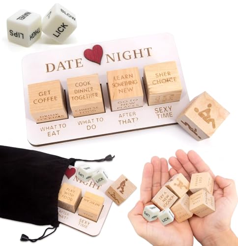 AYNKH Würfel für Paare, Valentinstag, Datum, Nacht, lustige Date-Nacht-Ideen, Paar-Spiele-Set, lustiges Geschenk zum Valentinstag, Jahrestag, Geburtstag, mit schwarzer Tasche von AYNKH