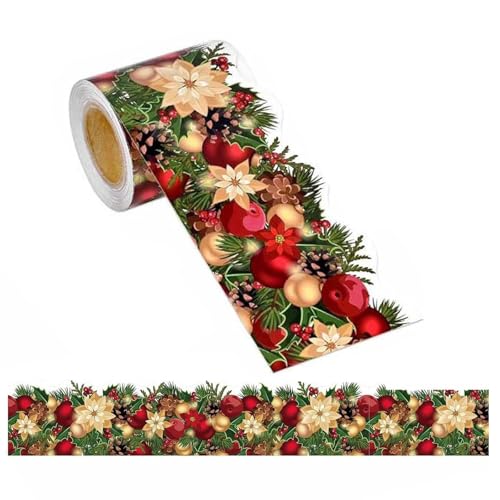 AYOrpeg Aufkleber Winter Urlaub Dekoration Grenzen Schneeflocke Schneemann Welle Trim Grenze Selbstbeschriftung Aufkleber Für Schule Klassenzimmer Tafel Weihnachten (Red, One Size) von AYOrpeg