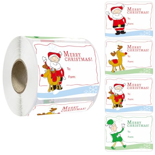 Weihnachtssticker Geschenktaschen Weihnachten Aufkleber Verpackung Weihnachtsaufkleber Selbstklebend Geschenketiketten Weihnachten Sticker Rolle Deko Aufkleber Geschenktaschen Papiertüten (D, A) von AYOrpeg