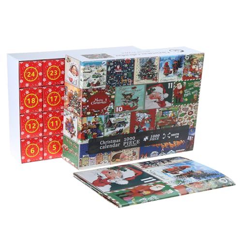 AYPOHU 1000 Stück Weihnachts Adventskalender Puzzle 2023 Weihnachts Countdown Urlaubspuzzle Für Erwachsene Und Kinder Geschenkspielzeug von AYPOHU