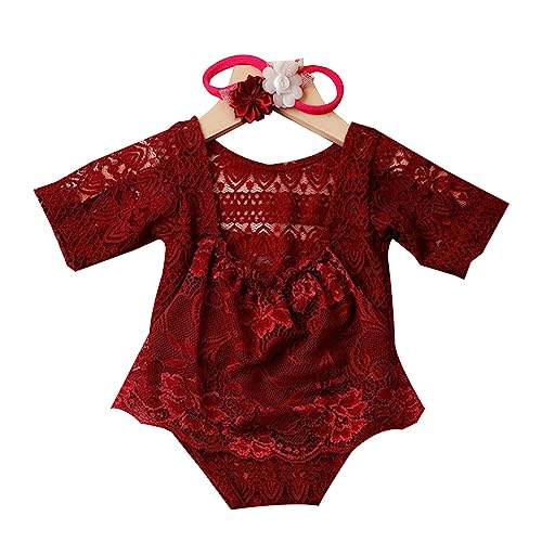 AYPOHU Baby Kleidung Prinzessin Spitze Stirnband Halbarm Strampler Neugeborene Dusche Party Dekore Posieren Requisiten von AYPOHU