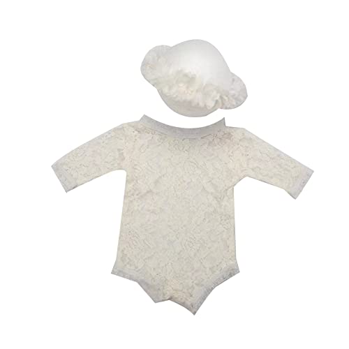 AYPOHU Säugling Fotografie Requisiten Spitze Strampler & Blumen Stirnband Baby Anzug Fotoshooting Requisiten Kleidung Neugeborene Dusche Geschenk von AYPOHU