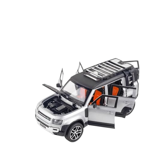 AYUNCAI 1:24 Für Land Rover Defender Automodell Pull Back Auto Spielzeug Mit Sound Und Licht Zinklegierung Karosserie(Silver) von AYUNCAI