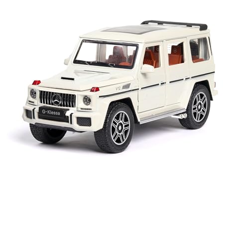 AYUNCAI Autospielzeug Mit Ton Und Licht, Karosserie Aus Zinklegierung, 1:24, Für AMG G63-Automodell, Zurückziehbar(White) von AYUNCAI