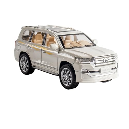 AYUNCAI Autospielzeug Mit Ton Und Licht, Karosserie Aus Zinklegierung, 1:24, Für Land Cruiser-Automodell, Zurückziehbar(White) von AYUNCAI