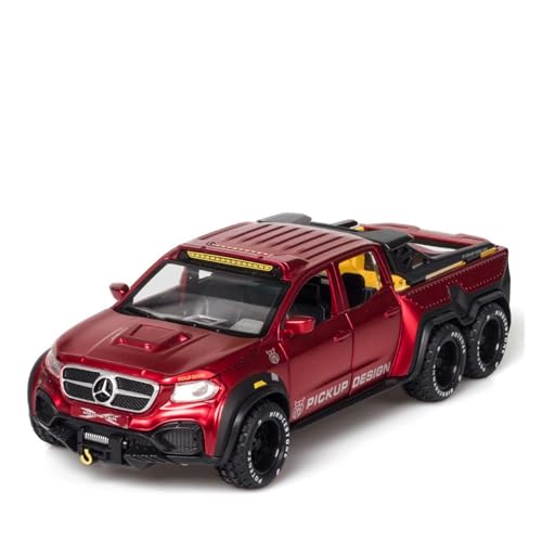 AYUNCAI Autospielzeug Mit Ton Und Licht, Zinklegierungskörper, 1:28, Für X-Klasse EXY 6 X 6-Automodell, Zurückziehbar(Red) von AYUNCAI