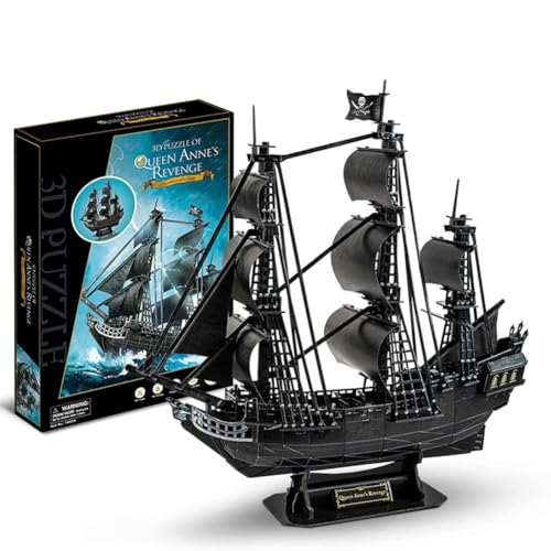 AYUNJIE 3D Dreidimensionales Puzzle Queen Anne 's Revenge Piratenschiff Modellbausätze für, Karibik Piratenschiff Black Pearl Anzahl der zusammengebauten 180 Teile von AYUNJIE