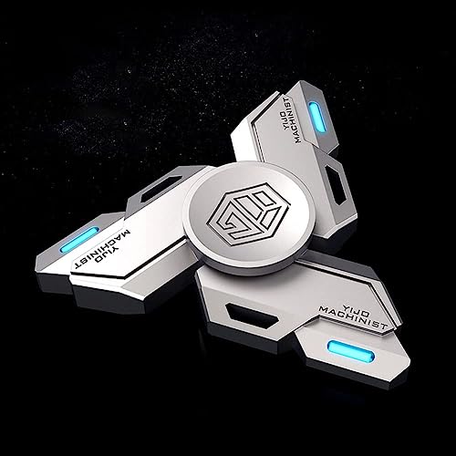 AYUNJIE Anti-Angst Fidget Hand Spinner, Maschinenbauingenieure Leuchtendes Handspielzeug Fokus Finger Spinning Spielzeug Stressabbau Langeweile ADHD Autismus (A,Silber) von AYUNJIE