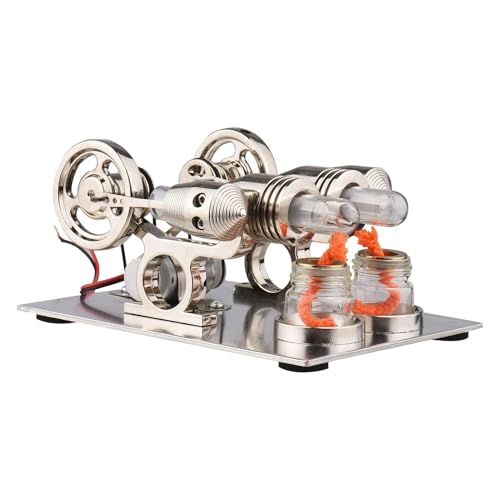 AYUNJIE Dual Engine Generator Heißluftmotor Modell Physikalischer Generator Modell mit Schwungrad Design Wissenschaft Experiment DIY Bildung Spielzeug von AYUNJIE