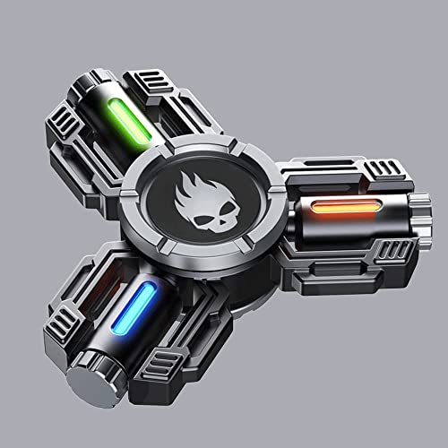 AYUNJIE Fidget Hand Spinner, Stress Angst ADHD Relief Fidget Spielzeug, Metall Finger Spinners Sensorik Spielzeug mit leuchtendem Licht (A,Schwarz) von AYUNJIE