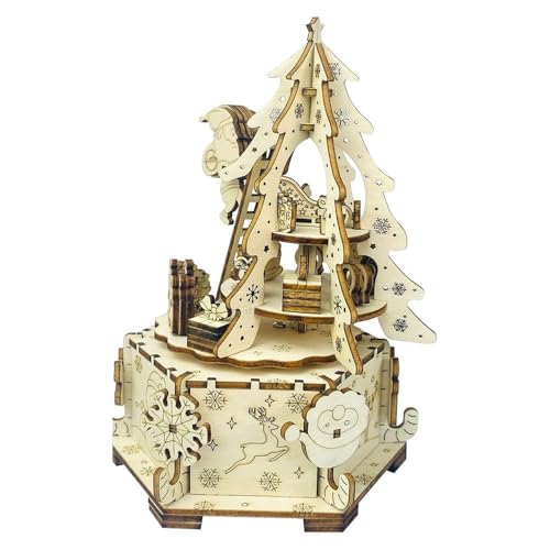 AYUNJIE Handmade DIY kreative Weihnachten Spieluhr Lernspielzeug Eltern-Kind 3D Holzpuzzle von AYUNJIE