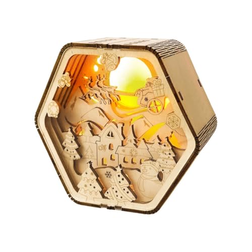 AYUNJIE Hölzerne Geschnitzte Nachtlicht 3D Dreidimensionale Puzzle Handgemachte Weihnachtsdekoration Ornamente, Kreative Nachtlichter Geschenke von AYUNJIE