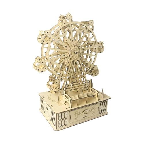 AYUNJIE Hölzernes Rotierendes Riesenrad Kreative Spieluhr Dreidimensionales Puzzle Handwerk Dekoration Handgemachtes Geschenk von AYUNJIE