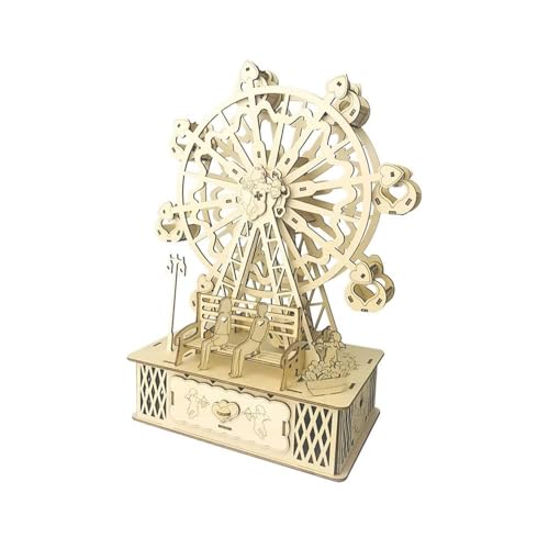 AYUNJIE Hölzernes Rotierendes Riesenrad Kreative Spieluhr Dreidimensionales Puzzle Handwerk Dekoration Handgemachtes Geschenk von AYUNJIE