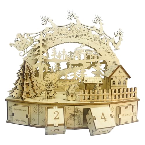 AYUNJIE Kinder Pädagogische 3D Hölzerne Weihnachtsdekorationen Handmade DIY Kalender Hütte Spielzeug Geschenke Fenster Display von AYUNJIE