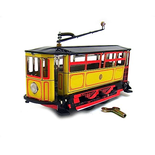 AYUNJIE Kinder Zinn Spielzeug Vintage MS638 Pole Tram Tin Wind Up Spielzeug Erwachsene Sammlung Retro Spielzeug Geschenk für Jungen Mädchen Eltern-Kind-Interaktion (gelb) (Gelb) von AYUNJIE