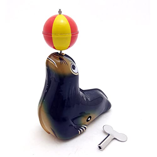 AYUNJIE Kinderspielzeug MS665 Seelöwe Spielen Ball Tier Jonglieren Wind-Up Spielzeug Retro Zinn Spielzeug Neuheit Ornamente kreatives Geschenk für Jungen Mädchen von AYUNJIE