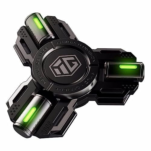 AYUNJIE Metall Finger Hand Spinner Spielzeug mit leuchtendem Licht, Spinner absorbieren Solarlicht dann Release in Dark Fidget Spinner Geschenke für Erwachsene und Kinder, (Schwarz,C) von AYUNJIE