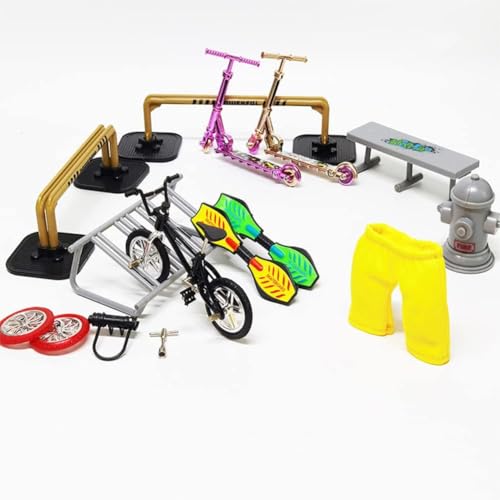 AYUNJIE Mini Simulation Fahrrad Finger Skateboard Feld Szene Kombination Spielzeug Set Roller + Fahrrad + Hose von AYUNJIE