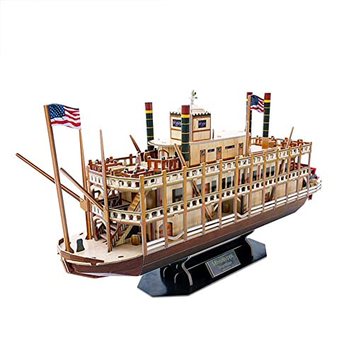 AYUNJIE Puzzle Schiff Modelle Spielzeug Baukästen, Worldwide Trading Mississippi Dampfschiff 142 Stück Multi-Color 3D Jigsaw Baukasten von AYUNJIE