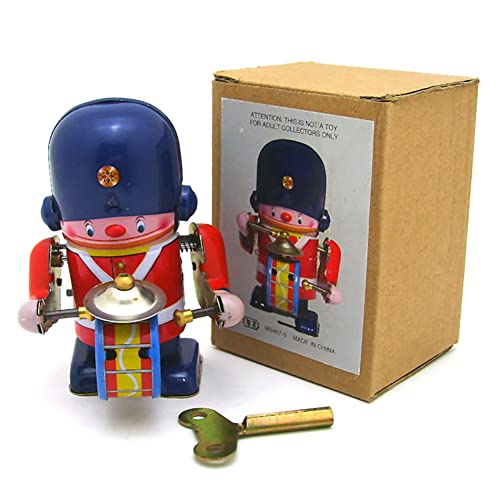 AYUNJIE Retro MS407 Tin Drumming Robot Wind Up Toy Erwachsene Sammelspielzeug Wind Up Drummer Mechanische Uhrwerk Zinn Spielzeug Kreatives Geschenk (MS4071) von AYUNJIE