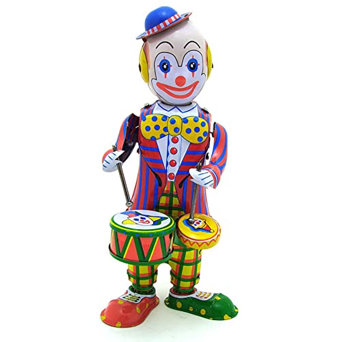 AYUNJIE Retro Wind Up Spielzeug MS363 Clown Trommeln Spielzeug personalisierte dekorative Ornamente Tin Spielzeug Vintage Sammlerstück Kinder Geschenk für Jungen Mädchen von AYUNJIE