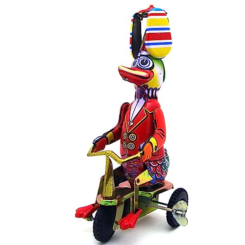 AYUNJIE Retro Wind Up Toy MS062 Duck Riding Tricycle Iron Sheet Nostalgic Tin Toys Micro Film Shooting Requisiten Iron Sheet Spielzeug Sammlergeschenk von AYUNJIE