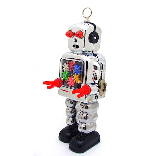 AYUNJIE Retro Wind Up Toy MS436 Gear Robot Adult Tin Toy Fotografie Requisiten Creative Vintage Collectible Kinder Geschenk für Jungen Mädchen Eltern-Kind-Interaktion (Silber) von AYUNJIE