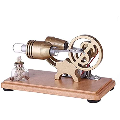 AYUNJIE Stirlingmotor-Bausatz, DIY Metall Stirlingmotor Generator Modell Elektrizität Generator Motor mit LED-Leuchten (Bronze) von AYUNJIE