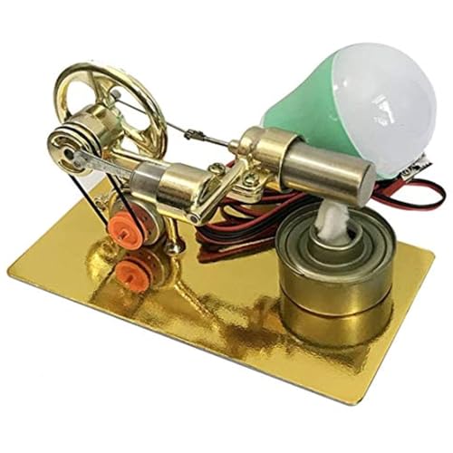 AYUNJIE Stirlingmotor-Bausatz, DIY Metall Stirlingmotor Generator Modell mit Glühbirne Elektrizität Generator Motor, physikalisches Experiment von AYUNJIE