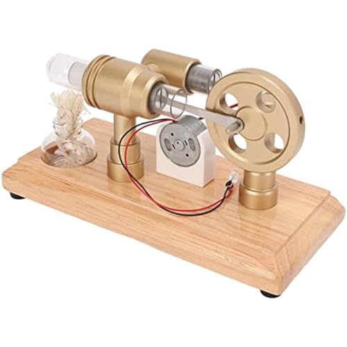 AYUNJIE Stirlingmotor Modellbausatz, CNC Rahmen Multi Color LED Gold Stirlingmotor Motormodell Edelstahlstab Aluminiumlegierung Verdicktes Glas, Geschenk für Erwachsene und Kinder von AYUNJIE