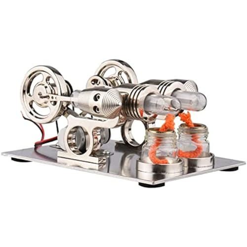 AYUNJIE Stirlingmotor-Modellbausatz, Dual-Motor-Generator-Heißluftmotor-Modell Physikalisches Generator-Modell mit Schwungrad-Design Wissenschaft Experiment DIY Bildung Spielzeug von AYUNJIE