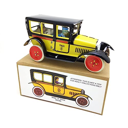 AYUNJIE Vintage Wind Up Toy M805 Taxi Nostalgisches Thema Blechspielzeug Persönlichkeit Dekoration Sammlerstück Kinder Geschenk für Jungen Mädchen Eltern-Kind-Interaktion (Gelb) von AYUNJIE