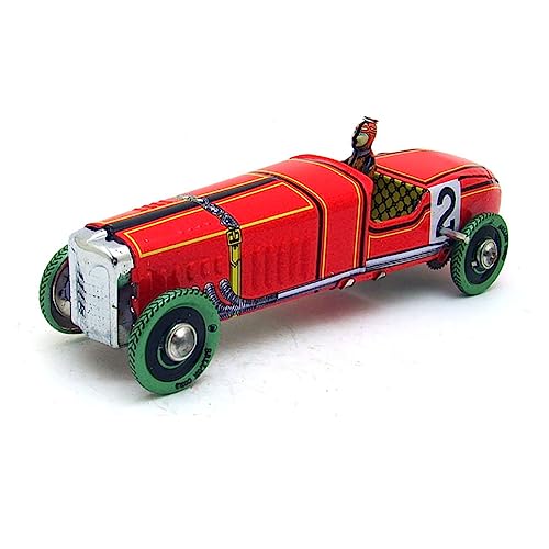 AYUNJIE Wind Up Spielzeug MS808 Spanisch Rot Nr. 2 Rennwagen Zinn Spielzeug Post-80s Nostalgische Vintage Sammlerstück Kinder Geschenk für Jungen Mädchen Eltern-Kind-Interaktion von AYUNJIE