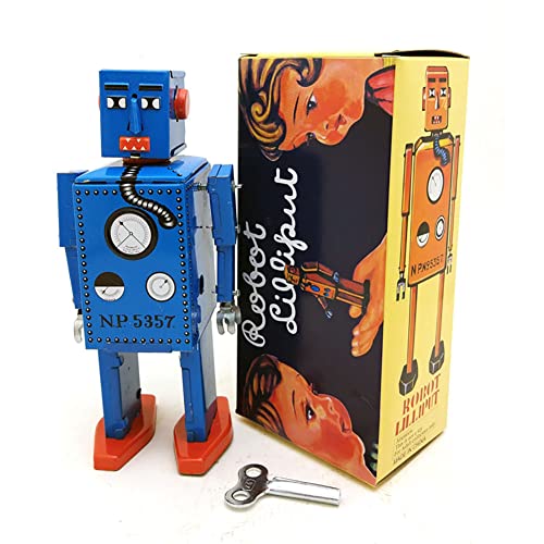 AYUNJIE Wind Up Toy MS397 Kleiner Stahlzahnroboter Erwachsene Sammelspielzeug Nostalgisches Thema Kreatives Blechspielzeug Kunsthandwerk Vintage Kinder Geschenk (Blau) von AYUNJIE