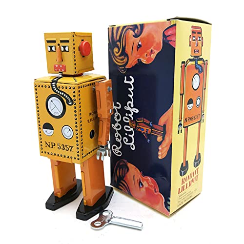 AYUNJIE Wind Up Toy MS397 Small Steel Tooth Robot Adult Collectible Toys Nostalgisches Thema Kreatives Blechspielzeug Kunsthandwerk Vintage Kinder Geschenk (Gelb) von AYUNJIE