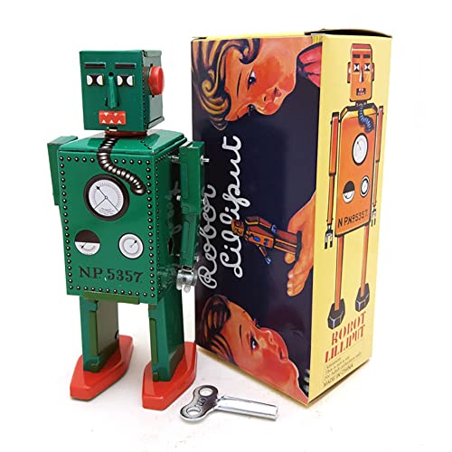 AYUNJIE Wind Up Toy MS397 Small Steel Tooth Robot Adult Collectible Toys Nostalgisches Thema Kreatives Blechspielzeug Kunsthandwerk Vintage Kinder Geschenk (Grün) von AYUNJIE