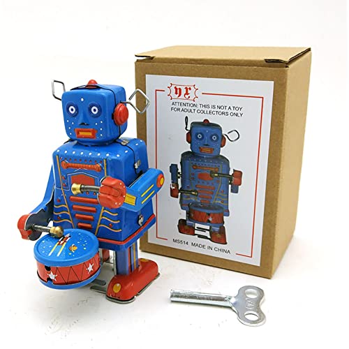 AYUNJIE Wind Up Toy MS514 Drumming Robot Tin Toy Adult Collectible Toy Creative Gift Vintage Collectible Kids Gift for Boys Girls Parent-Child Interaction von AYUNJIE