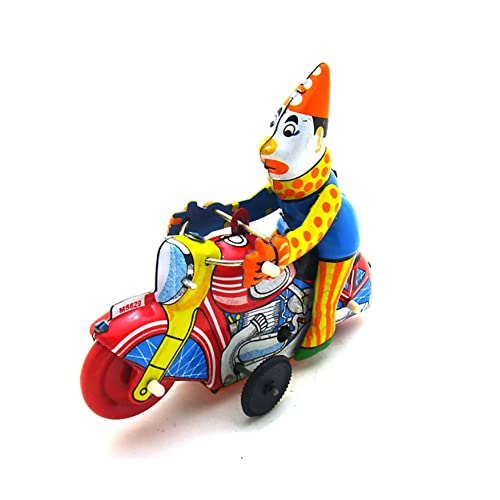 AYUNJIE Wind Up Toy MS629 Clown Motorrad Nostalgisches Blechspielzeug Ornamente Kreative Sammlung Kunsthandwerk Kinder Geschenk für Jungen Mädchen Eltern-Kind-Interaktion von AYUNJIE