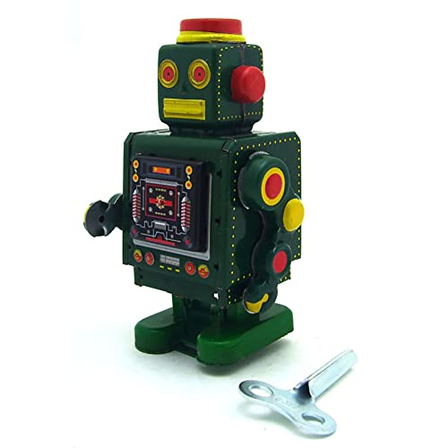 AYUNJIE Wind Up Toy Robot Toy, Retro Clockwork Wind Up Metal Walking Robot Toy Vintage Collectible Kids Gift for Boys Girls Parent-Child Interaction (Grün) von AYUNJIE