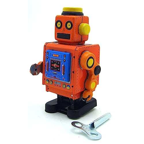 AYUNJIE Wind Up Toy Robot Toy, Retro Clockwork Wind Up Metal Walking Robot Toy Vintage Collectible Kids Gift for Boys Girls Parent-Child Interaction (Orange) von AYUNJIE