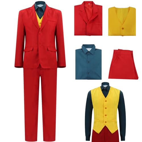 AYYOHON Arthur Fleck Kostüm für Erwachsene, Joaquin Phoenix 2024, Cosplay, Clown, roter Anzug, Halloween, Herren-Jacke, Hose, Outfits, Uniform, Größe XS von AYYOHON