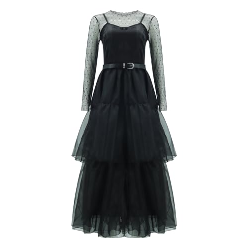 AYYOHON Lisa Frankenstein Cosplay-Kostüm, schwarzes Gothic-Spitzenkleid für Damen, Halloween, Film, Lisa, Cosplay, Outfits, Rock, Größe XL von AYYOHON