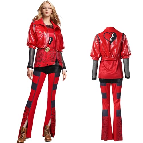 AYYOHON Rotes Prinzessinnen-Kostüm für Damen, Aufstieg von Rot, Halloween, Cosplay, Outfits, PU-Lederjacke, Oberteil, Hose, komplettes Set, Größe L von AYYOHON