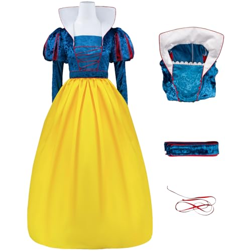 AYYOHON Schneeprinzessin-Kostüm für Damen, klassisch, Puffärmel, Märchenkleid, Halloween, Rollen-Cosplay für Erwachsene L von AYYOHON